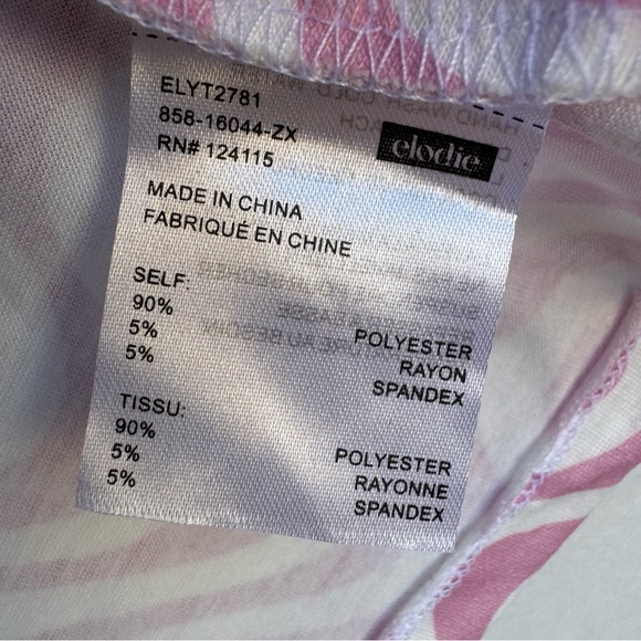 Elodie Abstract Warped Print Long Sleeve Crop Top Pink / White Women Size XL - Picture 11 of 13